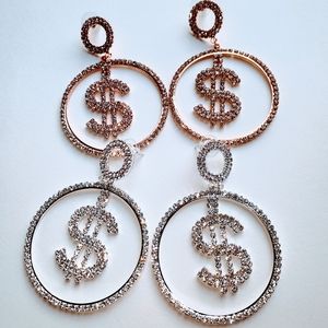 2 Pair - Gold & Silver Stud RS DBL Hoop Earrings